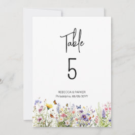 Bordsnumren Bright Wildblommor Inbjudningar