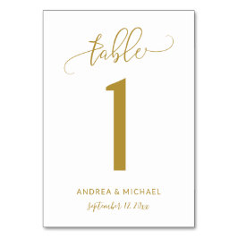 Bordsnumren bröllop | Bounderskript (Guld) 1 Bordsnummer