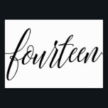 Bordsnumren bröllop - Luxettypografi - Svart 14 Bordsnummer<br><div class="desc">Luxe Calligraphy-Bordsnummer 14 (svart): Det här elegantens calligraphy bordsnummer-kort anges i rik black, men du kan ändra det till valfri färg genom att bara ändra färg!. **HUR DU ÄNDRAR UTFORMNINGEN AV FÄRG (ord "OSA")** 1) Klicka på knappen "Anpassa". 2) Klicka på länken "ClICK TO CUSTOMIZE FURTHER" (KLICKA FÖR ATT ANPASSA...</div>