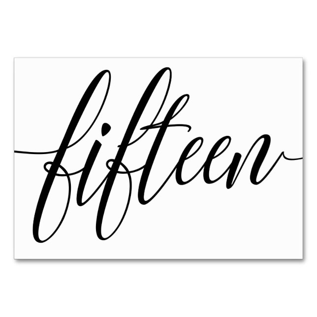 Bordsnumren bröllop - Luxettypografi - Svart 15 Bordsnummer (Framsidan)