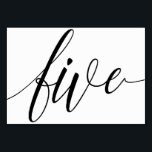 Bordsnumren bröllop - Luxettypografi (svart) 5 Bordsnummer<br><div class="desc">Bordsnummer 5: Det här kalligrafiliggande landskapskortet för luxe-eleganten är en rik svart, men du kan ändra det till valfri färg genom att bara ändra färg i bakgrunden. **HUR DU ÄNDRAR UTFORMNINGEN AV FÄRG (ord "OSA")** 1) Klicka på knappen "Anpassa". 2) Klicka på länken "ClICK TO CUSTOMIZE FURTHER" (KLICKA FÖR ATT...</div>