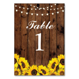 Bordsnumren Bröllop Solblommor Blommigt Cards Bordsnummer
