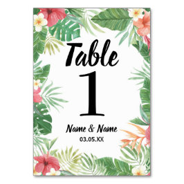 Bordsnumren Bröllop Tropical Aloha Flowers Bordsnummer