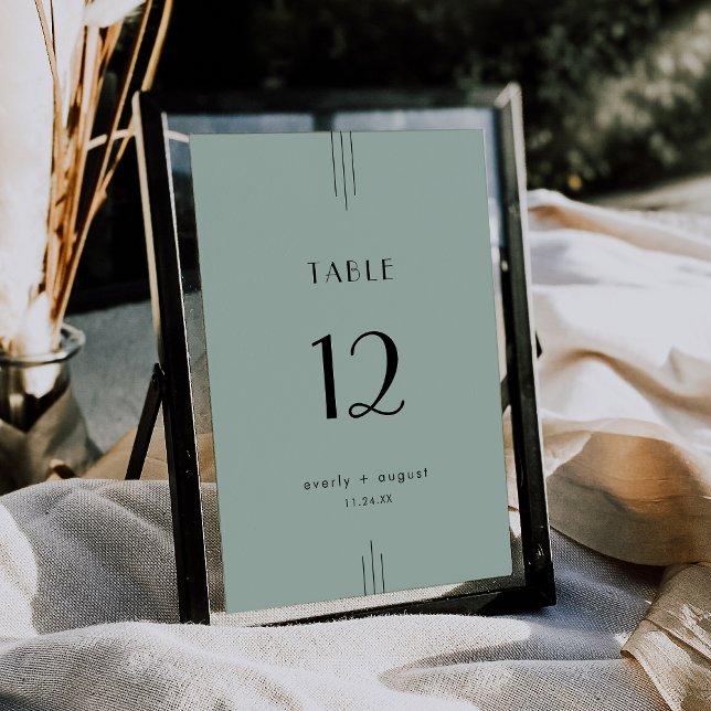 Bordsnumren Bröllop vid Grönt Inbjudningar (EVERLY Art Deco Sage Green Wedding Table Numbers)