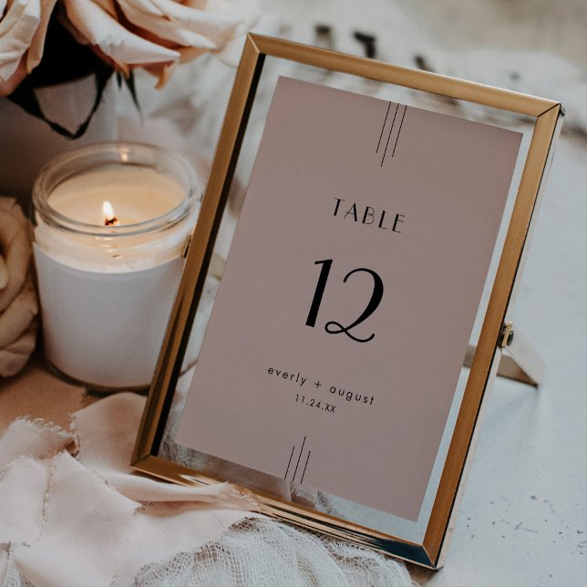 Bordsnumren Bröllop vid  Rosan Inbjudningar (EVERLY Art Deco Blush Pink Wedding Table Numbers)