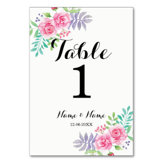 Bordsnumren Bröllop Watercolor Ro Flowers Bordsnummer