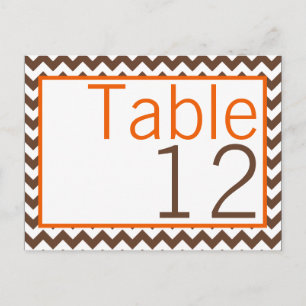 Bordsnumren Card Brown Orange Chevron Namn Vykort