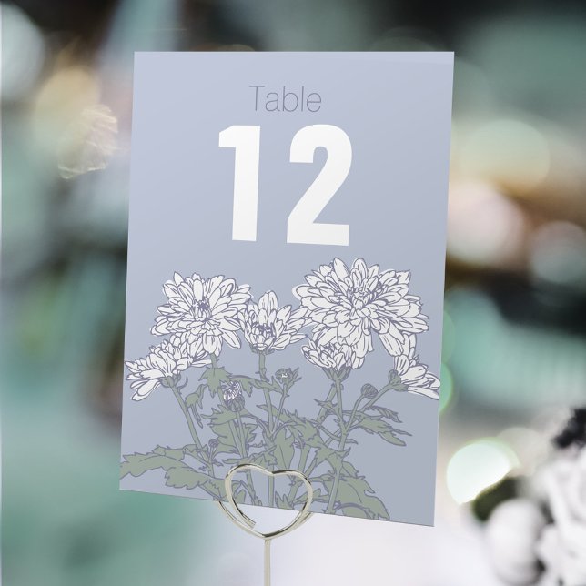 Bordsnumren Chrysanthemum vit blomma bröllop Bordsnummer (Skapare uppladdad)