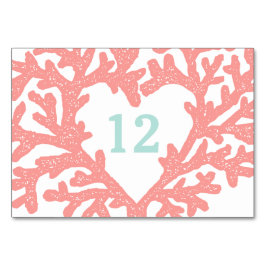 Bordsnumren Coral Heart Aqua Beach Wedding Bordsnummer
