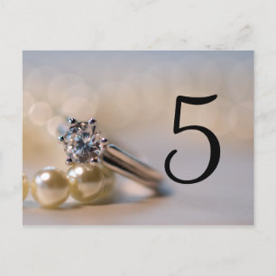 Bordsnumren Diamond Ring och Pearls Bröllop Vykort