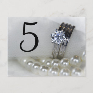 Bordsnumren Diamond Ringar och Pearls Bröllop Vykort