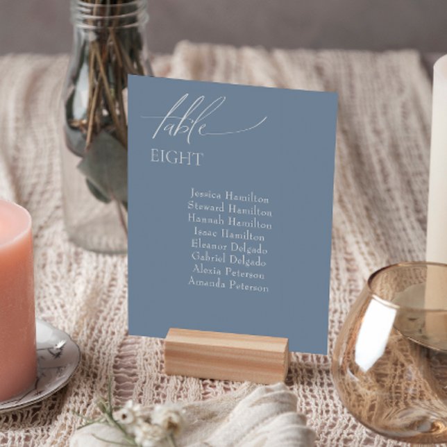 Bordsnumren Elegant bröllop Dusty Blue Seating (Add a touch of charm to your special day with our exquisite wedding table number cards.)