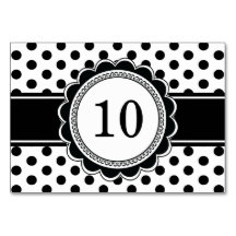 Bordsnumren elegant Retro Black White Polka Dot