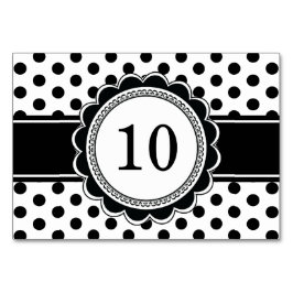 Bordsnumren elegant Retro Black White Polka Dot Bordsnummer