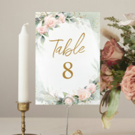 Bordsnumren Feminine Soft Rosa Flowers Communion Bordsnummer