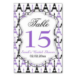 Bordsnumren för Eiffel torn Lila Personlig Bordsnummer