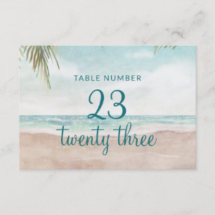 Bordsnumren Island Breeze Sandy Beach Wedding Inbjudningar