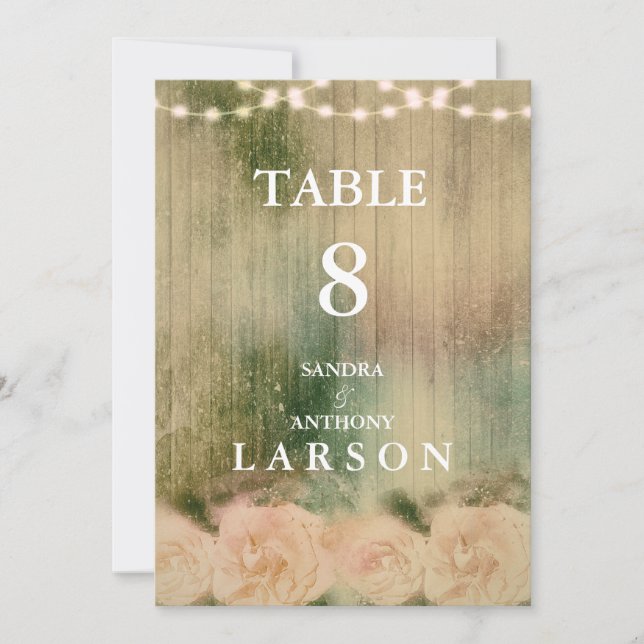 Bordsnumren kring Rustic Ro Bröllop Inbjudningar (Framsida)