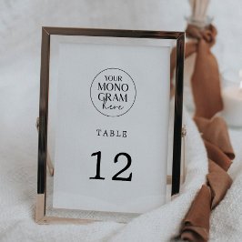 Bordsnumren MEGHAN Monogram Black White Bröllop Inbjudningar
