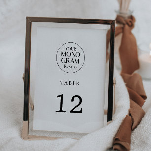 Bordsnumren MEGHAN Monogram Black White Bröllop Inbjudningar