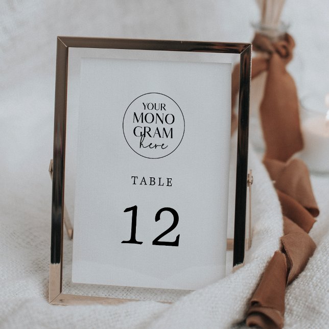 Bordsnumren MEGHAN Monogram Black White Bröllop Inbjudningar (MEGHAN Monogram Black White Wedding Table Numbers)