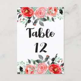 Bordsnumren Peach & Mint Peony Blommigt Bröllop Inbjudningar