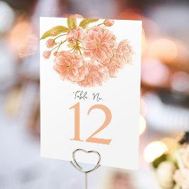 Bordsnumren Peach vår blommar Bröllop Bordsnummer