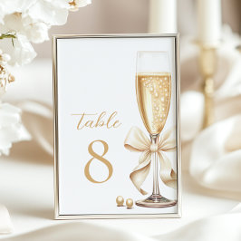 Bordsnumren Pearls och Prosecco Guld Bow Bordsnummer