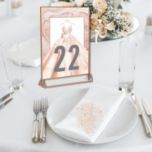 Bordsnumren Ro Guld Watercolor Bröllop Dress