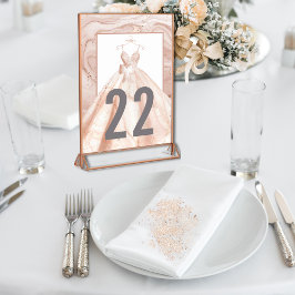 Bordsnumren Ro Guld Watercolor Bröllop Dress Bordsnummer