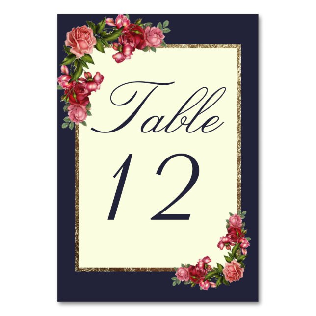 Bordsnumren ro Navy Blue Ivory och Guld Bordsnummer (Framsidan)