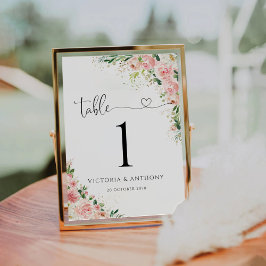 Bordsnumren  Rosa ros Bröllop Bordsnummer