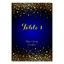 Bordsnumren royal Blue och Guld i Bröllop Bordsnummer
