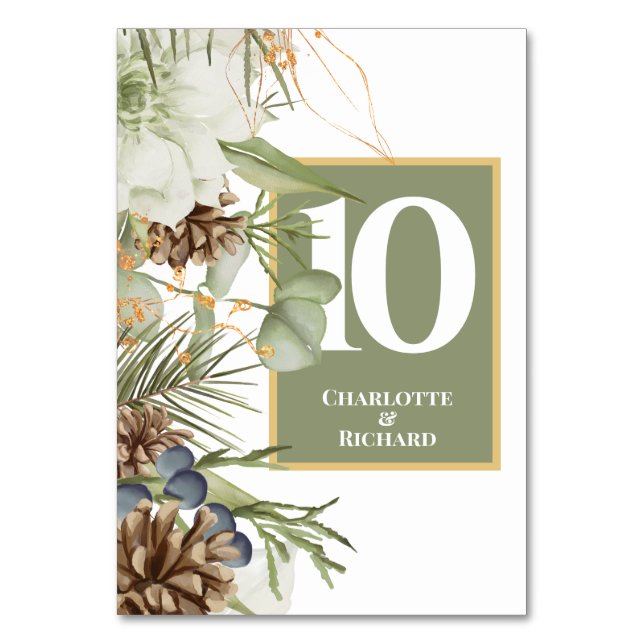 Bordsnumren Rustic Pinecones Gräns Bordsnummer (Framsidan)