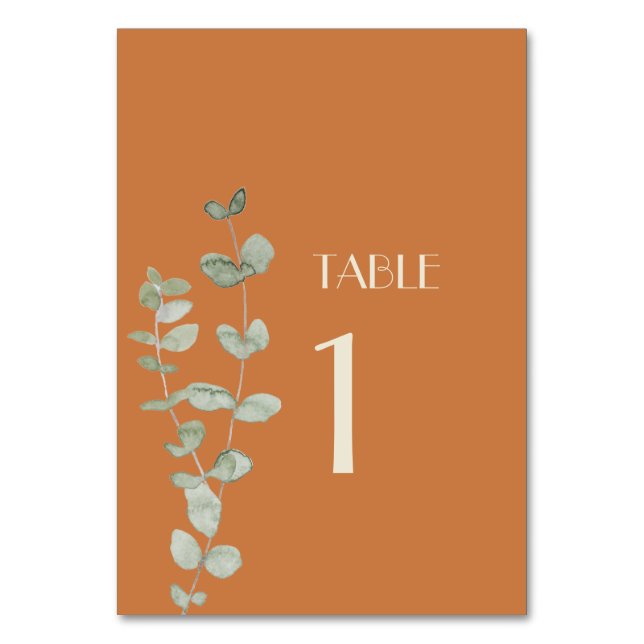 Bordsnumren Terracotta Eucalyptus Deco underteckna Bordsnummer (Framsidan)
