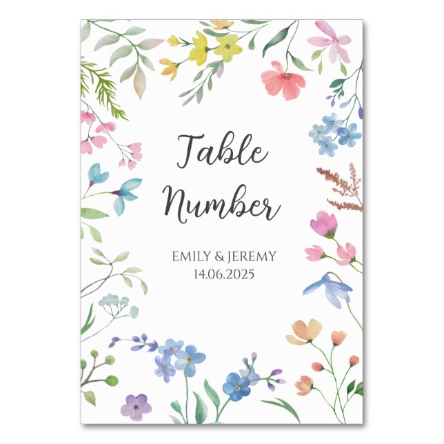 Bordsnumren vår Blommigt Bröllop Bordsnummer (Framsidan)