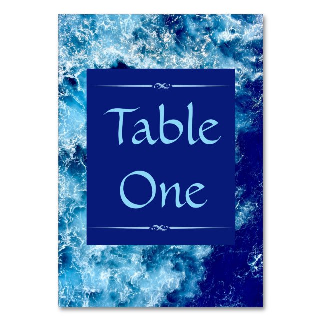 Bordsnumren Vatten Bröllop vid Blåhavet Bordsnummer (Framsidan)