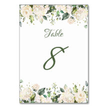 Bordsnumren Vita Flower Bröllop