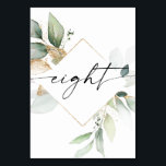 Bordsnumren Watercolor Greenery och Guld Åtta Bordsnummer<br><div class="desc">Den här bordsnumret har en elegant arrangemang av eukalyptus grey och ett minimalt typsnitt. Klicka på knappen "Klicka för att anpassa ytterligare" för att redigera skriptordalydelsen färg och färg i bakgrunden. Se hela samlingen för mer matchande objekt!</div>