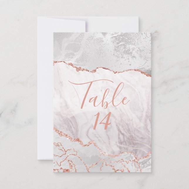 Bordsnumren White & Ro Guld Agate Gilt Bröllop Inbjudningar (Framsida)