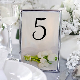 Bordsnumren White Tulip Bouquet Vår bröllop Bordsnummer
