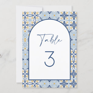 Bordsnumret Amalfi Mediterranean Blue Tile Inbjudningar