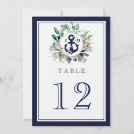 Bordsnumret Anchor Monogram Greenery Navy Bröllop