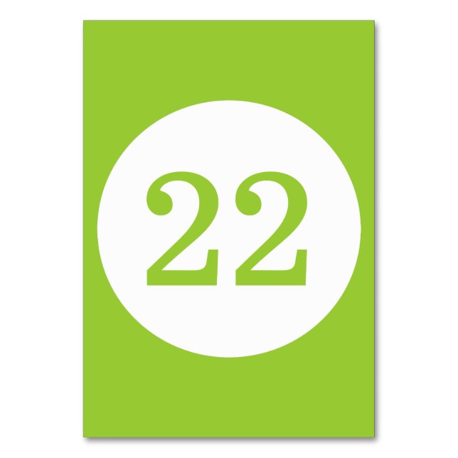 Bordsnumret Apple Grönt och Vit cirkel Bordsnummer (Framsidan)