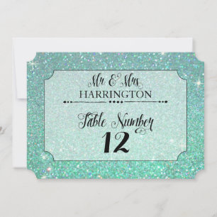 Bordsnumret Aqua Glitter, Mr. & Mrs Modern Fab Inbjudningar