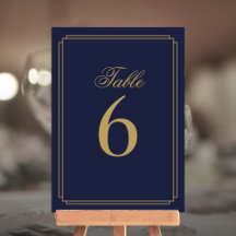 Bordsnumret Art Deco Navy Blue och Guld