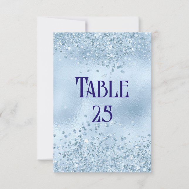 Bordsnumret baby blue Glitter och Foil Bröllop Inbjudningar (Framsida)