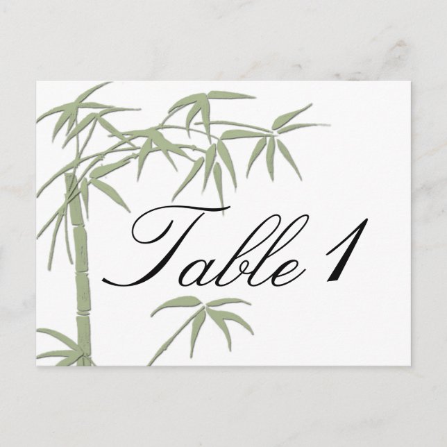 Bordsnumret Bamboo Beauty Bröllop Vykort (Framsida)