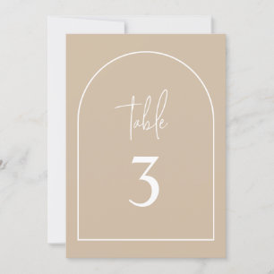 Bordsnumret Beige Arch Minimal baptism Inbjudningar