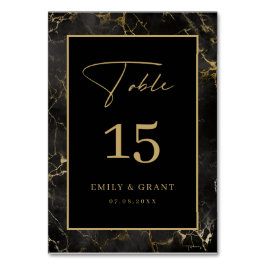 Bordsnumret Black Agate Stone Guld Gräns Bordsnummer